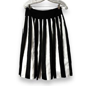 CitySilk Black White Striped A-Line Midi Skirt Women’s Size 4 Mod